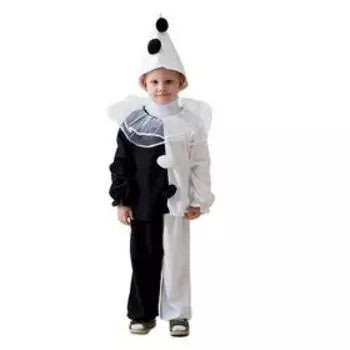 Карнавальный костюм "Пьеро", колпак, воротник, кофта, штаны, 3-5 лет, рост 104-116 см