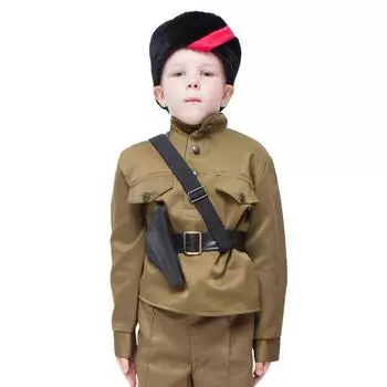 Карнавальный костюм «Партизан», кубанка, гинастерка, протупея, 5-7 лет рост 122-134