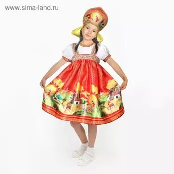 Русский народный костюм «Сказки», платье-сарафан, кокошник, р. 34, рост 134 см