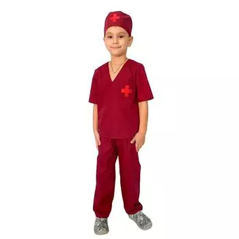 Карнавальный костюм «Санитар бордо», шапка, куртка, брюки, 5-7 лет