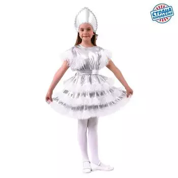 Костюм карнавальный «Снежинка», платье, кокошник, рост 98-104 см