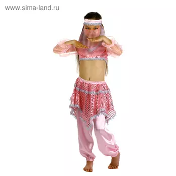 Карнавальный костюм "Ясмин", повязка, топ с рукавами, штаны, цвет розовый, р-р 32, рост 122-128 см