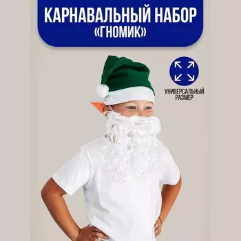 Карнавальный набор «Гномик»: борода, колпак, ушки