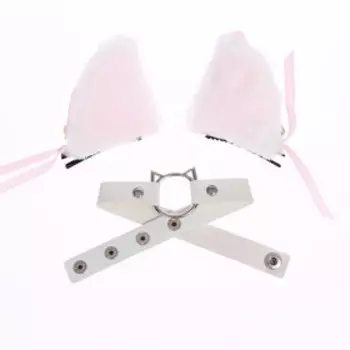 Карнавальный набор «Кошка аниме», ушки на заколках, чокер, белый