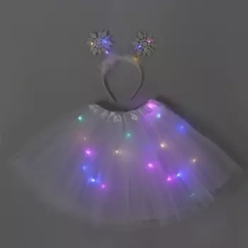 Карнавальный набор «Снежинка», с диодами (ободок + юбка)