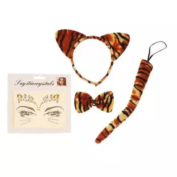 Карнавальный набор «Тигр», (стразы+ ушки+бабочка+хвостик)