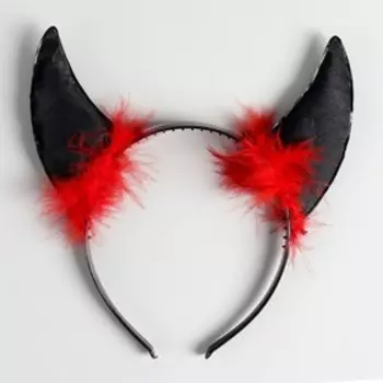 Ободок для волос карнавальный «Чёртик», цвет чёрный