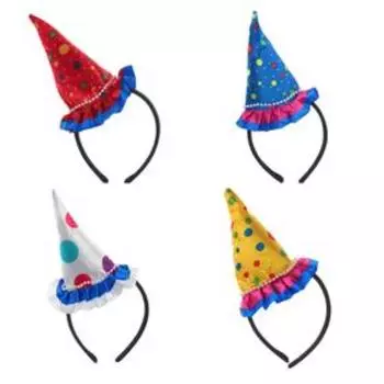 Карнавальный ободок «Колпак», с рюшками, в горох, цвета МИКС