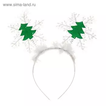 Ободок новогодний карнавальный «Снежинка с ёлочками»