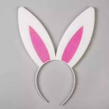 Карнавальный ободок «Уши зайца», поролон, цвет бело-розовый