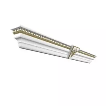 Карниз экошпон универсальный Белое дерево / патина золото, 80х70х1330