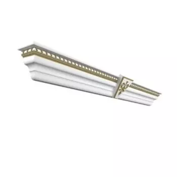 Карниз экошпон универсальный Белое дерево / патина золото, 80х70х1930