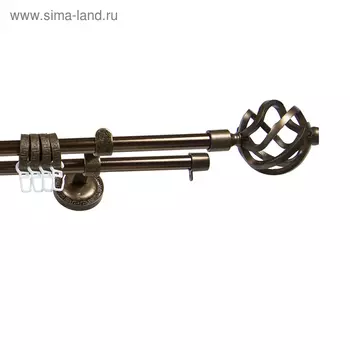 Карниз двухрядный 160 см, d=1,6 см, цвет старое золото