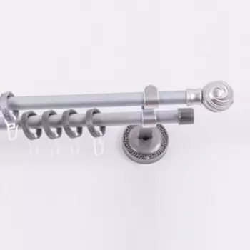 Карниз двухрядный 180 см d=1,6 см "Фэшн" с наконечниками "Орион", цвет сатин