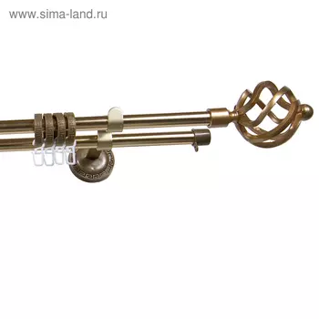 Карниз двухрядный 240 см, d=1,6 см, цвет матовое золото