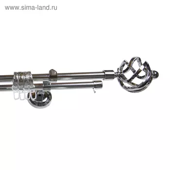 Карниз двухрядный 240 см, d=1,6 см, цвет серебро