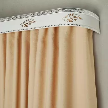 Карниз двухрядный 280 см, с декоративной планкой 7 см "Ультракомпакт. Лист серебро", цвет белый