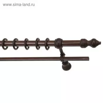 Карниз двухрядный, «Деревянный элемент», 280 см, d=2,8 см, цвет орех