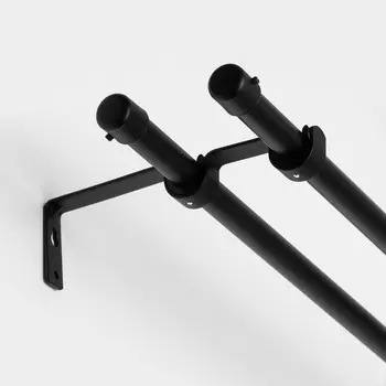 Карниз двухрядный кованый, 160-300 см, телескопический, металл, чёрный