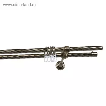 Карниз двухрядный «Левша», 160 см, витой d=1,6 см, цвет старое золото