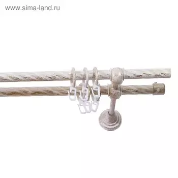 Карниз двухрядный «Левша», 300 см, витой, d=1,6 см, цвет слоновая кость/золото