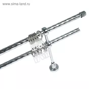 Карниз двухрядный «Левша», 320 см, витой, d=1,6 см, цвет серебро глянец