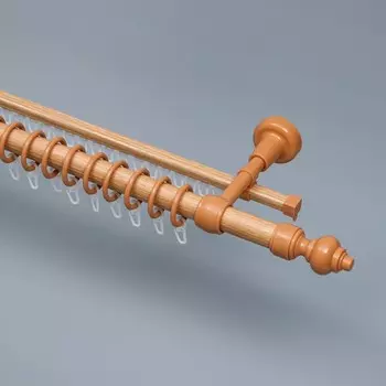 Карниз двухрядный, ширина 120 см, d=28 мм, пластиковые элементы, цвет светлый дуб