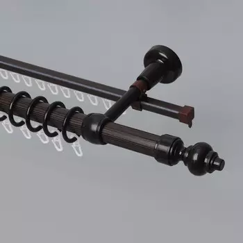 Карниз двухрядный, ширина 160 см, d=28 мм, пластиковые элементы, цвет венге