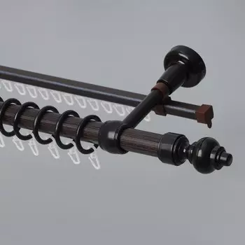 Карниз двухрядный, ширина 180 см, d=28 мм, пластиковые элементы, цвет венге