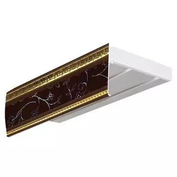 Карниз «Эконом+» в сборе 2-х рядный, цвет «Антик» инкрустация бордо, 350 см