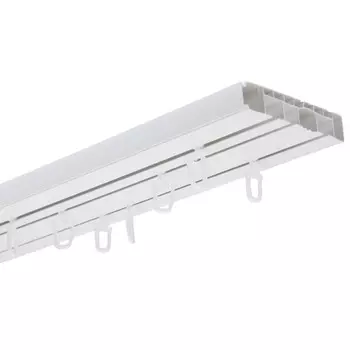Карниз «Лайт Эконом» потолочный, трёхрядный, ширина 160 см, цвет белый