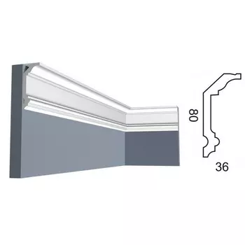 Карниз потолочный Kr336K, 8х3,6х200 см