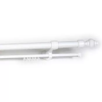 Карниз двухрядный, 140 см, d=28 мм, пластиковые крючки, белый