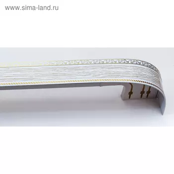 Карниз трёхрядный «Есенин», ширина 340 см, молдинг золото, цвет патина белая