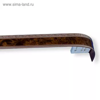 Карниз трёхрядный «Есенин», ширина 380 см, молдинг серебро, цвет карельская берёза