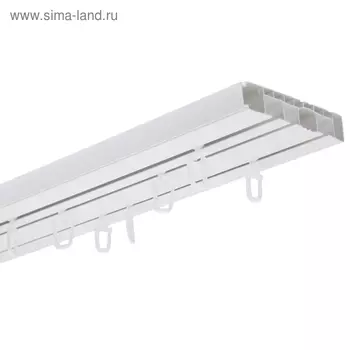 Карниз трёхрядный Магеллан (шторы и фурнитура) «Эконом», 280 см, цвет белый