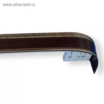 Карниз трёхрядный «Ультракомпакт. Есенин», 180 см, с декоративной планкой 7 см, цвет серебро/венге