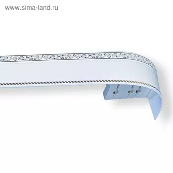 Карниз трёхрядный «Ультракомпакт. Есенин», 180 см, с декоративной планкой 7 см, цвет золото/белый