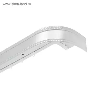 Карниз трёхрядный «Ультракомпакт. Есенин серебро», 240 см, с декоративной планкой 7 см, цвет элегант