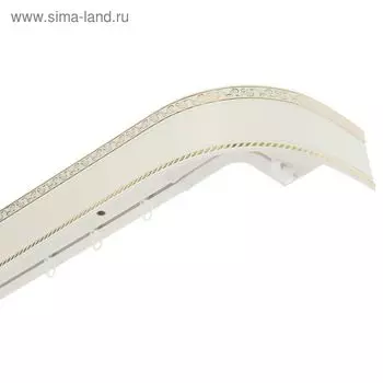 Карниз трёхрядный «Ультракомпакт. Есенин золото», 260 см, с декоративной планкой 7 см, цвет белый