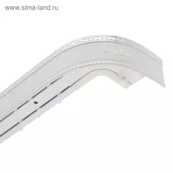 Карниз трёхрядный «Ультракомпакт. Ромб», 200 см, с декоративной планкой 7 см, цвет серебро/белый