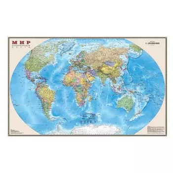 Карта мира политическая 90*58см, 1:35М, карт.тубус