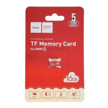 Карта памяти Hoco microSD, 16 Гб, SDHC, UHS-1, V10, класс 10
