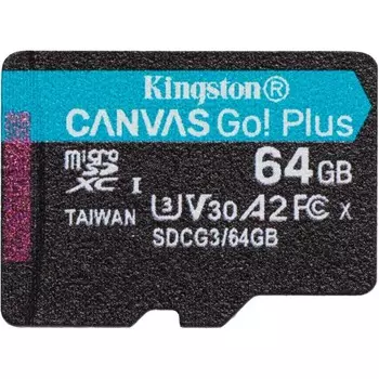 Карта памяти microSDXC 64GB Class10 Kingston SDCG3/64GBSP Canvas Go, Plus w/o