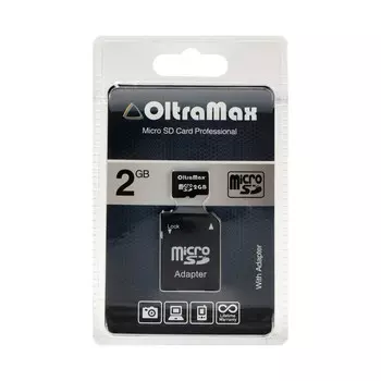 Карта памяти OltraMax MicroSD, 2 Гб, класс 2, с адаптером SD