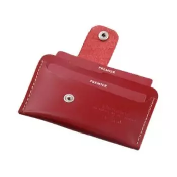 Картхолдер, 2 отдела, красный гладкий