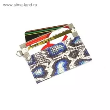 Картхолдер, 6 карманов, серый синий питон/серый крек