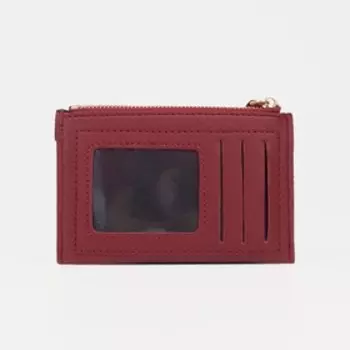 Картхолдер с монетницей на молнии, на 3 карты, с окошком, коньячный