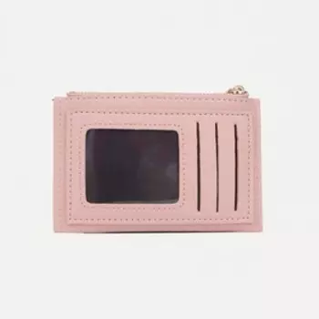 Картхолдер с монетницей на молнии, на 3 карты, с окошком, нежно-розовый