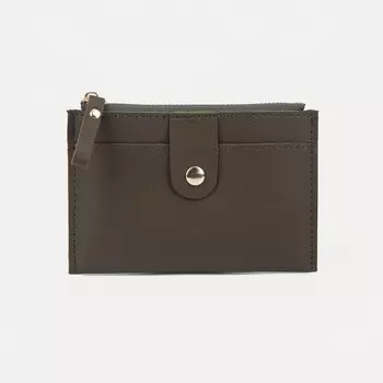 Картхолдер с монетницей на молнии, на 3 карты, с окошком, тёмно-зелёный